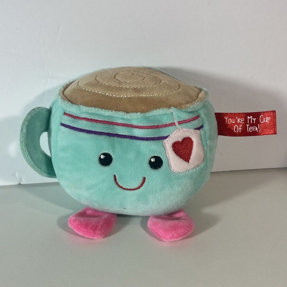 Dan Dee Collector's Plush You’re My Cup of Tea Valentine Teacup Pink Blue